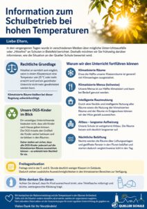 Information zum Schulbetrieb bei hohen Temperaturen